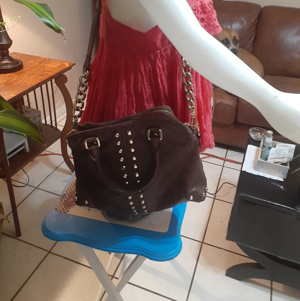 Michael Kors Brown Studded Leather Bag